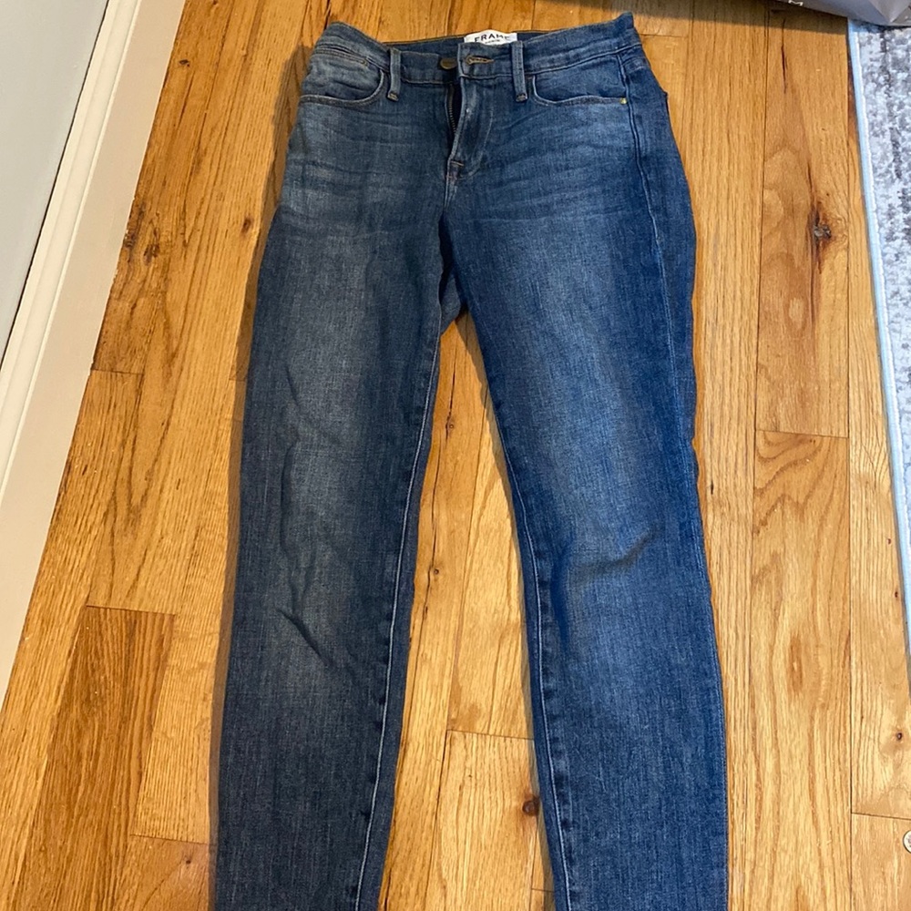 Dark wash blue jeans